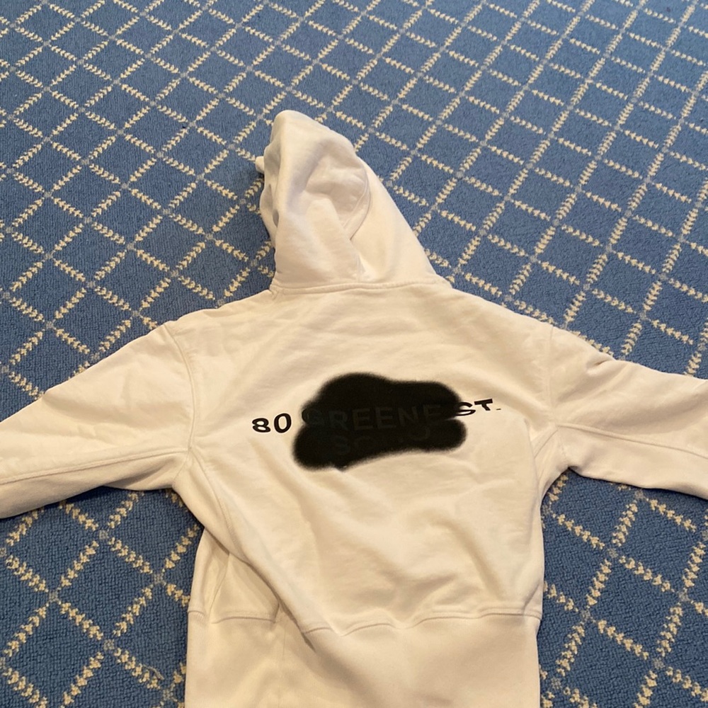 Helmut Lang white sweatshirt “in Lang we trust” 2018 sweatshirt.